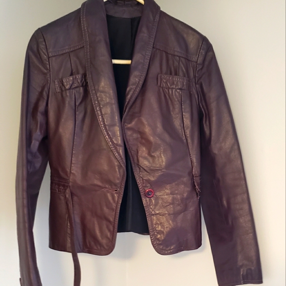 Vintage burgundy real leather jacket